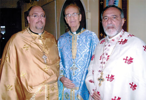 FROM LEFT: FR. MANUEL BURDUS, REV. GEORGE E. KALPAXIS AND FR. MICHAEL L. PASTRIKOS.
